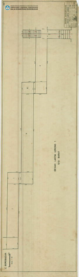 Gambar Denah Lantai Lorong 1 Sisi Barat Candi Borobudur